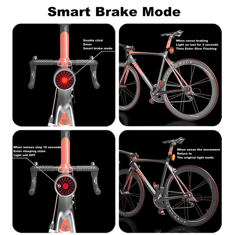 Bicycle Smart Sensor Brake Light USB Tail Light Warning Light(Titanium) - Taillights by buy2fix | Online Shopping UK | buy2fix