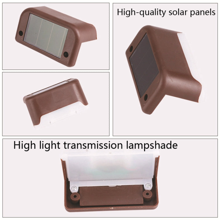 4 PCS Solar Railing Light Staircase Light Outdoor Waterproof LED Step Light Garden Decoration Landscape Light, Warm White Light(Brown) - Street Lights by buy2fix | Online Shopping UK | buy2fix