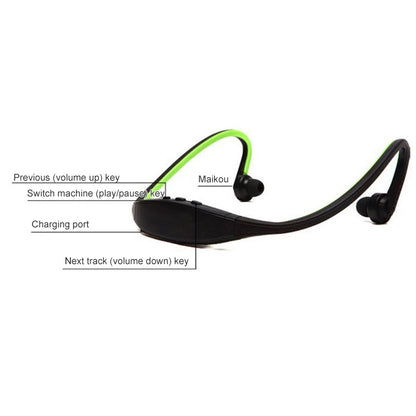 S9 Wireless Sports Bluetooth Earphones for iPhone Huawei XiaoMi Phone, Support TF / SD Card & Microphone(Green) - Neck-mounted Earphone by buy2fix | Online Shopping UK | buy2fix