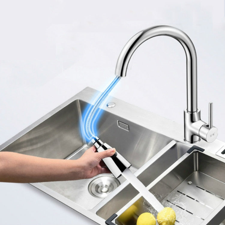 Kitchen Pull-out Faucet Hot And Cold Home 304 Stainless Steel Retractable Rotating Faucet, Style:Plating 304 - Faucets & Accessories by buy2fix | Online Shopping UK | buy2fix