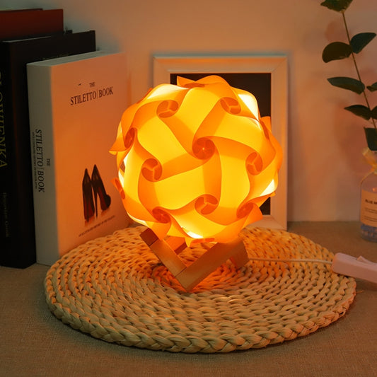 Creative Bedroom Bedside Night Light USB Round Romantic Room Decoration Lamp with Wood Base, Style: Finished Product(Orange) - Novelty Lighting by buy2fix | Online Shopping UK | buy2fix
