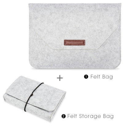 Portable Air Permeable Felt Sleeve Bag for MacBook Laptop, with Power Storage Bag, Size:12 inch(Grey) - Protective Bags by buy2fix | Online Shopping UK | buy2fix