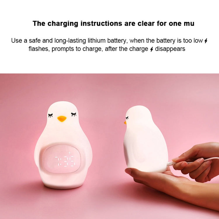 Creative Multifunctional Penguin Silicone Cute Beans Wake Children Sleeping LED Electronic Alarm Clock(Yellow Light) - Novelty Clock by buy2fix | Online Shopping UK | buy2fix