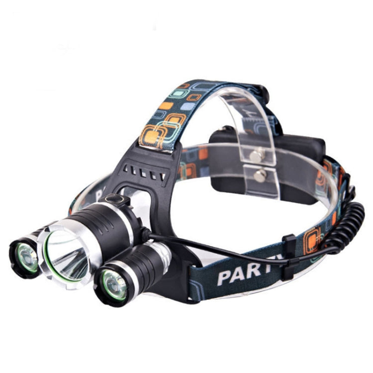 Strong Light Long-Range Rechargeable Three-Head Lamp Outdoor Fishing Lamp Led Head-Mounted Flashlight (1T6 x 2XPE Without Battery) - Headlamp by buy2fix | Online Shopping UK | buy2fix