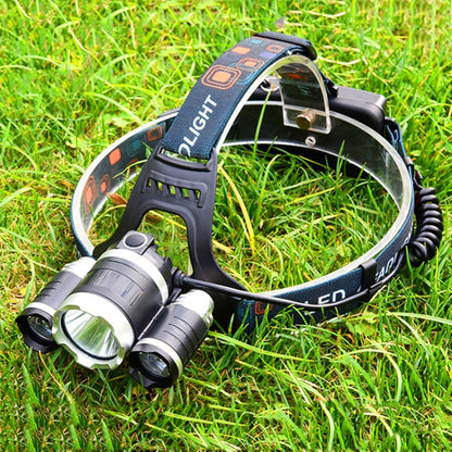 Strong Light Long-Range Rechargeable Three-Head Lamp Outdoor Fishing Lamp Led Head-Mounted Flashlight (1T6 x 2XPE Without Battery) - Headlamp by buy2fix | Online Shopping UK | buy2fix