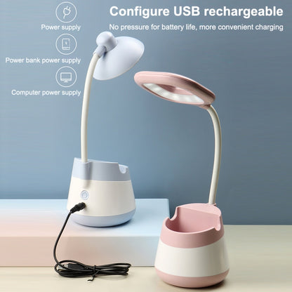 USB Charging LED Desk Light Eye Protection Lamp with Pen Holder and Phone Holder(CS276-4 Blue) - Desk Lamps by buy2fix | Online Shopping UK | buy2fix