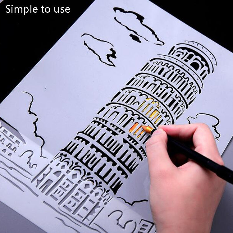 3 Pisa Tower Construction Series Painting Template Theme City A4 Label Template - Art Supplies by buy2fix | Online Shopping UK | buy2fix