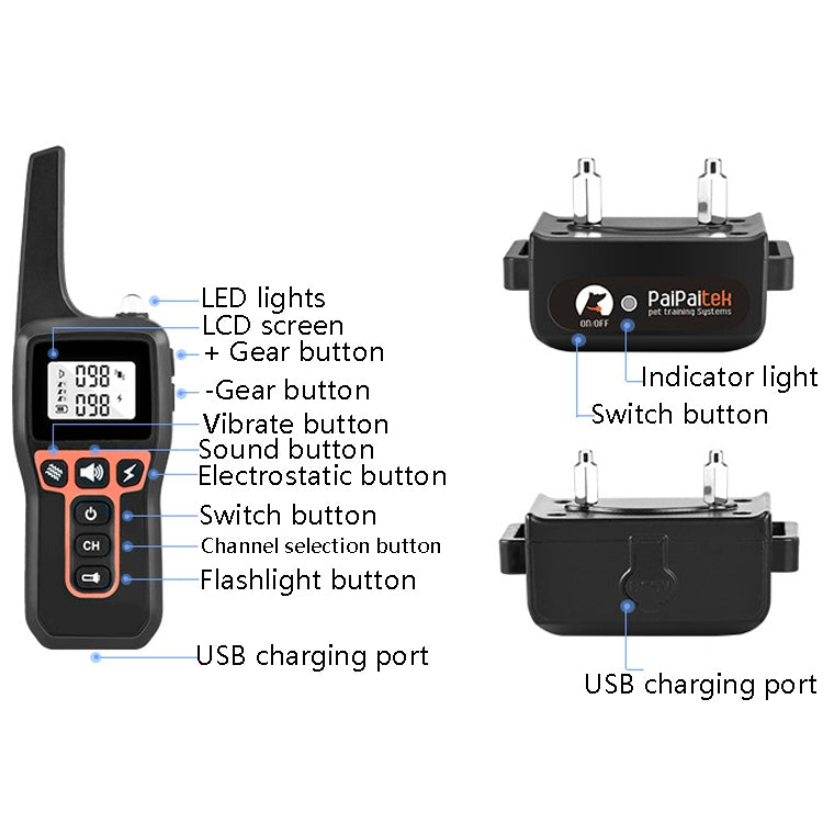 PaiPaitek PD529 Remote Control Dog Training Device Voice Control Anti-Barking Device Dog Training Device(Orange) - Training Aids by PaiPaitek | Online Shopping UK | buy2fix