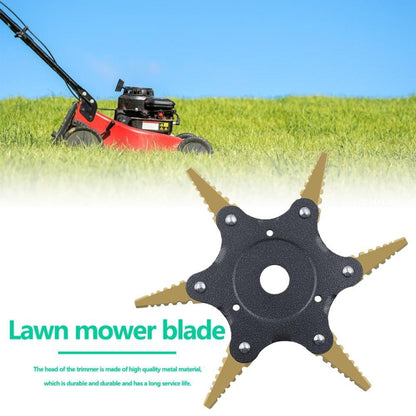 Toothed Mower Blade Six-Leaf Cyclone Blade Agricultural Weeder Parts(Golden Blade Bagged Yellow) - Lawn Mower, Saws & Accessories by buy2fix | Online Shopping UK | buy2fix