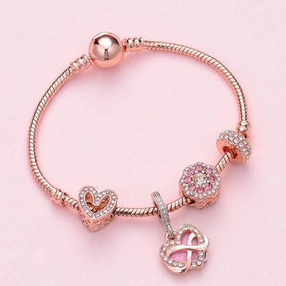 SL129 18cm Women Rose Gold Beaded Bracelet - Bracelets by buy2fix | Online Shopping UK | buy2fix