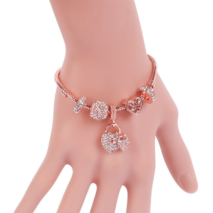 SL130 20cm Women Rose Gold Beaded Bracelet - Bracelets by buy2fix | Online Shopping UK | buy2fix