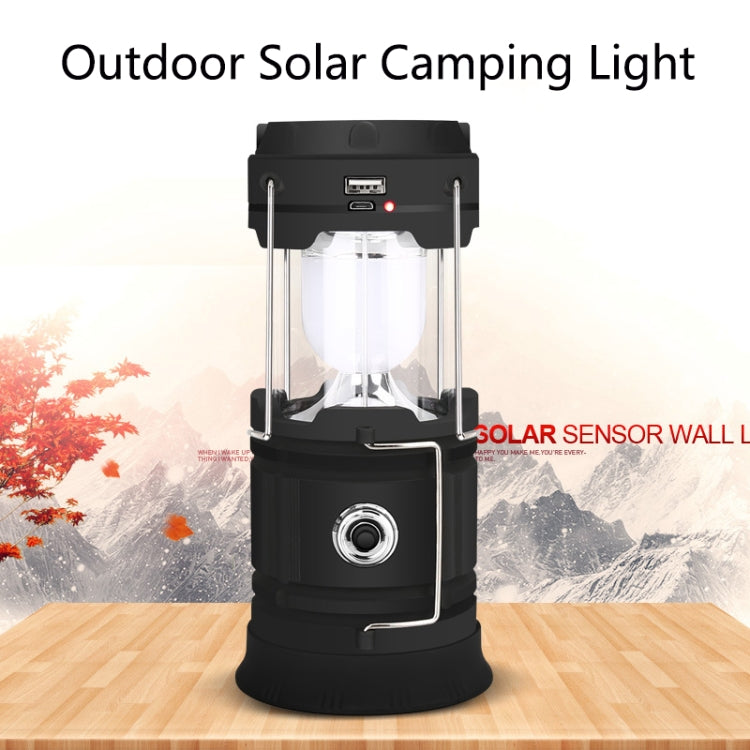 5803 Solar Camping Lamp Outdoor LED Emergency Portable Light Support USB Output(Black) - Camping Lighting by buy2fix | Online Shopping UK | buy2fix