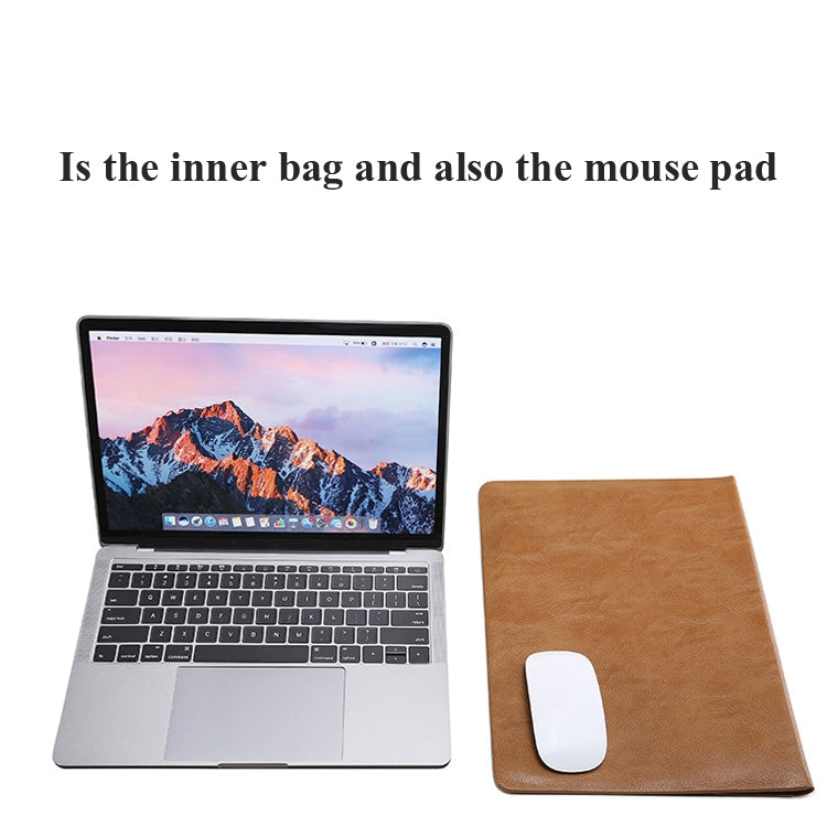 Horizontal Litchi Texture Laptop Bag Liner Bag For MacBook 12 Inch A1534(Liner Bag+Power Bag Golden) - Protective Bags by buy2fix | Online Shopping UK | buy2fix