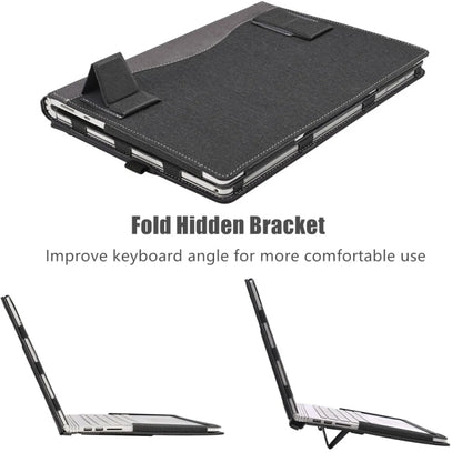 For Samsung Galaxy Book Flex 2020 15.6 inch Leather Laptop Anti-Fall Protective Case With Stand(Black) - 15 inch by buy2fix | Online Shopping UK | buy2fix