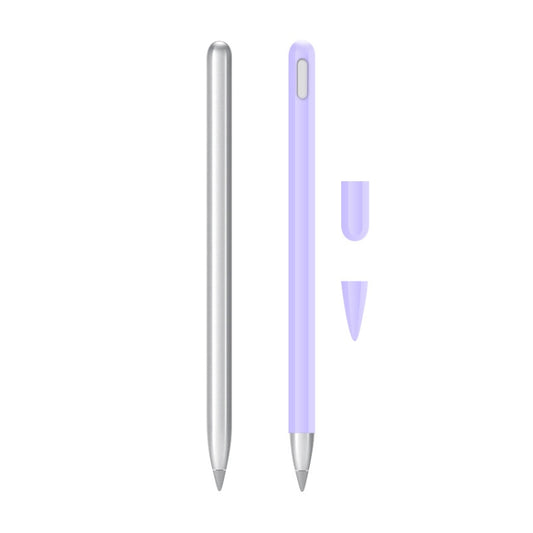 2 Sets 3 In 1 Stylus Silicone Protective Cover + Two-Color Pen Cap Set For Huawei M-Pencil(Lavender Purple) - Pencil Accessories by buy2fix | Online Shopping UK | buy2fix
