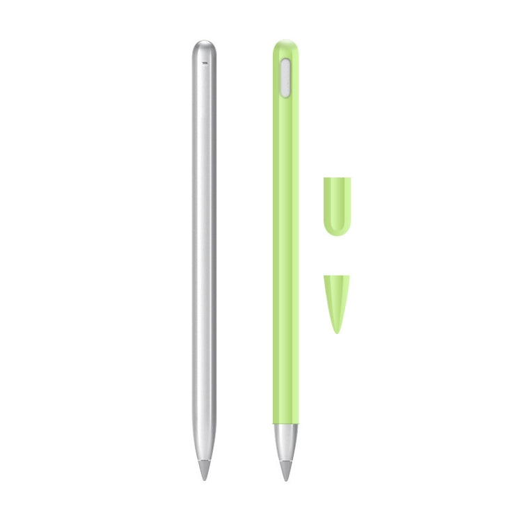 2 Sets 3 In 1 Stylus Silicone Protective Cover + Two-Color Pen Cap Set For Huawei M-Pencil(Matcha Green) - Pencil Accessories by buy2fix | Online Shopping UK | buy2fix