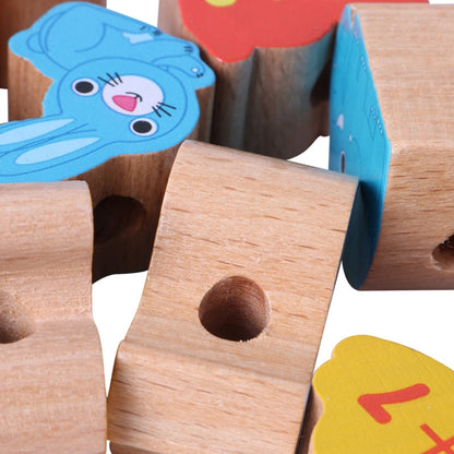 Wooden Toys Baby DIY Toy Cartoon Fruit Animal Stringing Threading Wooden Beads Toy(Sea Animal) - Early Education Toys by buy2fix | Online Shopping UK | buy2fix