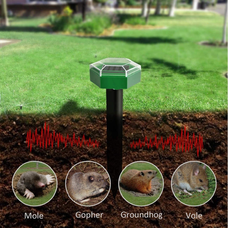 Outdoor Hexagonal Solar Ultrasonic Mole Repeller Inserted Into The Lawn Outdoor Animal Repeller(Green) - Outdoor Insect Repellent by buy2fix | Online Shopping UK | buy2fix