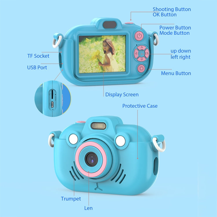 DC502 2.4-Inch 16X Zoom 2.7K Video Recording Children Digital Camera, Color: Blue No Card(US Plug) - Children Cameras by buy2fix | Online Shopping UK | buy2fix