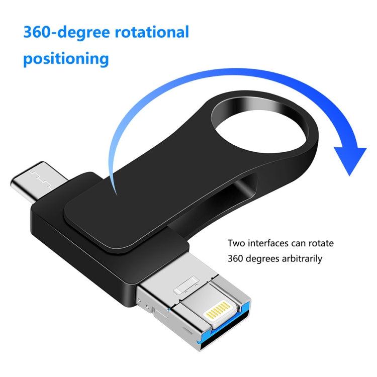 32GB USB 3.0 + 8 Pin + USB-C / Type-C 3 in 1 Mobile Computer Metal U-Disk(Black) - U Disk & Card Reader by buy2fix | Online Shopping UK | buy2fix