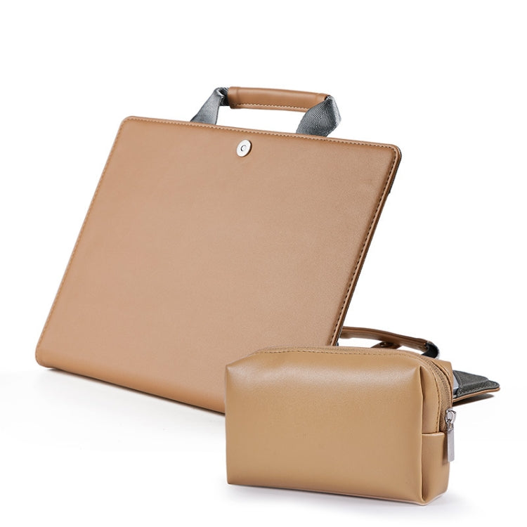 Book Style Laptop Protective Case Handbag For Macbook 13 inch(Camel + Power Bag) - Protective Bags by buy2fix | Online Shopping UK | buy2fix