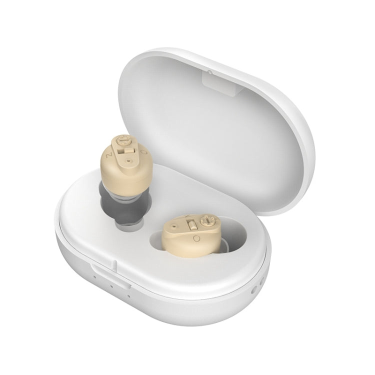 Old People Voice Amplifier Sound Collector Hearing Aid(Skin Color Double Machine + White Charging Bin) - Hearing Aids by buy2fix | Online Shopping UK | buy2fix