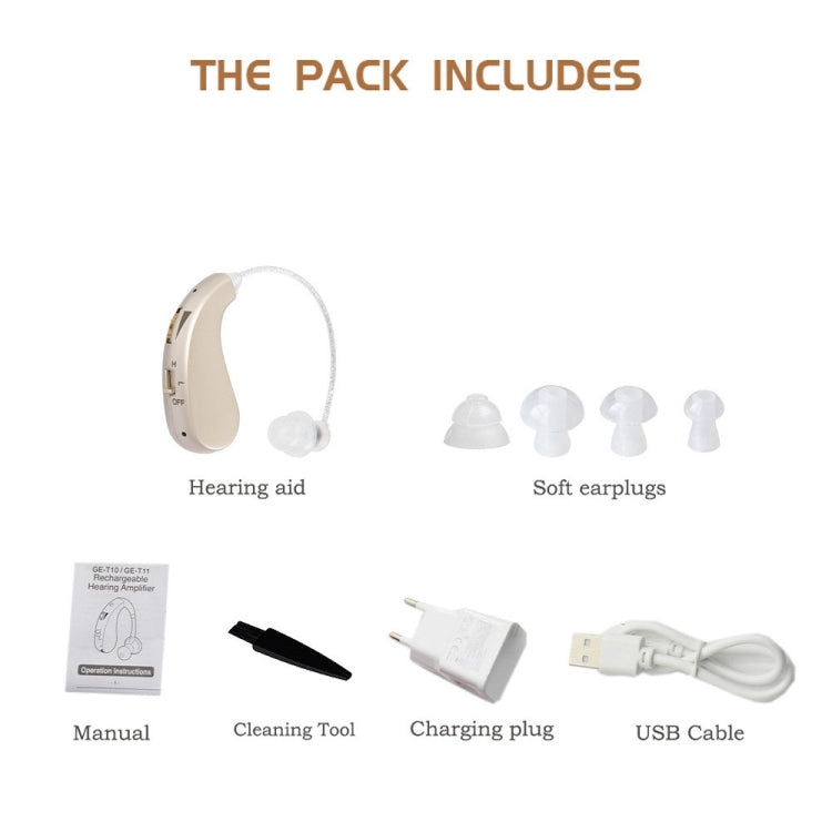 Portable Rechargeable Invisible Hearing Aid US Plug(Gold) - Hearing Aids by buy2fix | Online Shopping UK | buy2fix