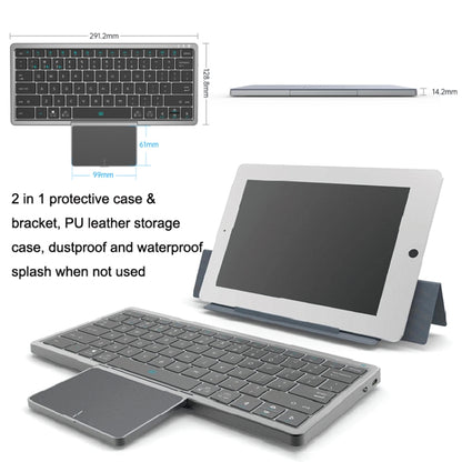 KF8700 78 Keys Hidden Touchpad Portable Tablet Computer Wireless Bluetooth Keypad With PU Leather(Blue) - Others Keyboard by buy2fix | Online Shopping UK | buy2fix