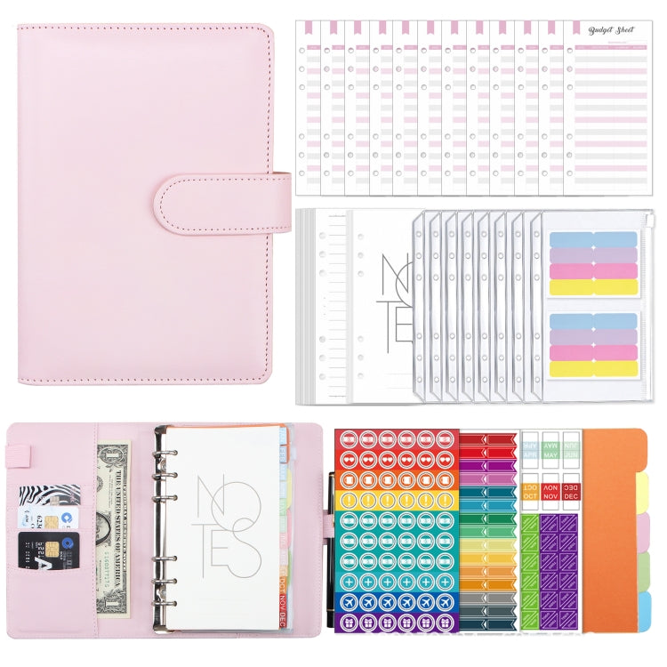 A6 Macaron PU Leather Loose-leaf Notebook Cash Budget Handbook(Pink) - Notebooks by buy2fix | Online Shopping UK | buy2fix