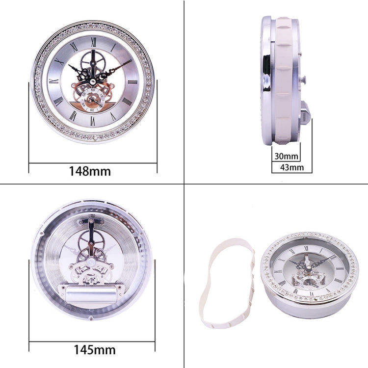 Metal See-through Quartz Clock Gear Clock DIY Accessories 148mm Silver Clock Head - DIY Clocks by buy2fix | Online Shopping UK | buy2fix