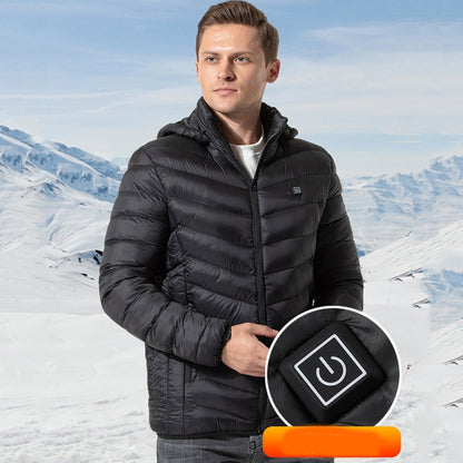 11 Zone Double Control Black USB Winter Electric Heated Jacket Warm Thermal Jacket, Size: XXXL - Down Jackets by buy2fix | Online Shopping UK | buy2fix