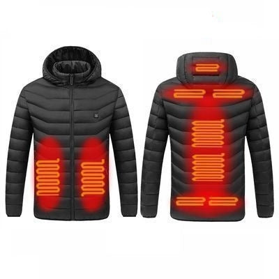 9 Zone Black USB Winter Electric Heated Jacket Warm Thermal Jacket, Size: XL - Down Jackets by buy2fix | Online Shopping UK | buy2fix