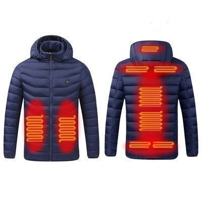 9 Zone Blue USB Winter Electric Heated Jacket Warm Thermal Jacket, Size: XL - Down Jackets by buy2fix | Online Shopping UK | buy2fix