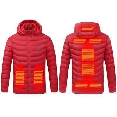 9 Zone Red USB Winter Electric Heated Jacket Warm Thermal Jacket, Size: XXXXL - Down Jackets by buy2fix | Online Shopping UK | buy2fix