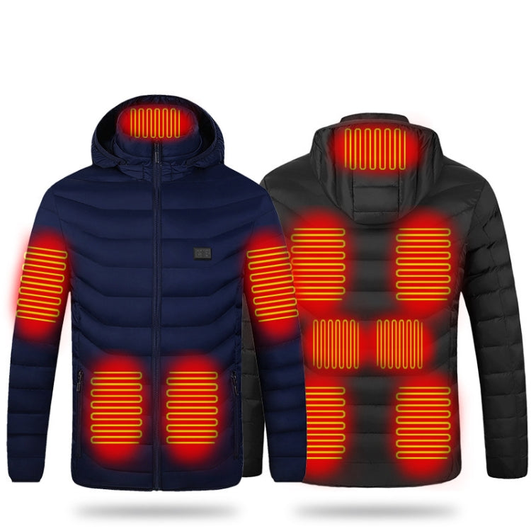 11 Zone Double Control Blue USB Winter Electric Heated Jacket Warm Thermal Jacket, Size: XXL - Down Jackets by buy2fix | Online Shopping UK | buy2fix