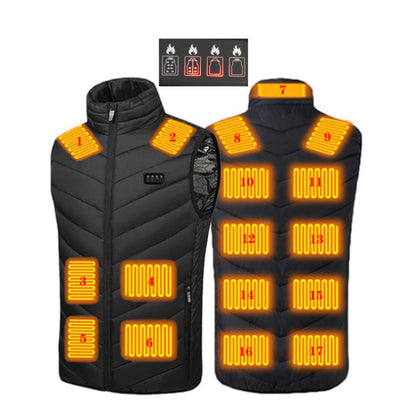 17 Area  4 Control Black USB Electric Heating Undershirt Intelligent Warm Vest(4XL) - Down Jackets by buy2fix | Online Shopping UK | buy2fix