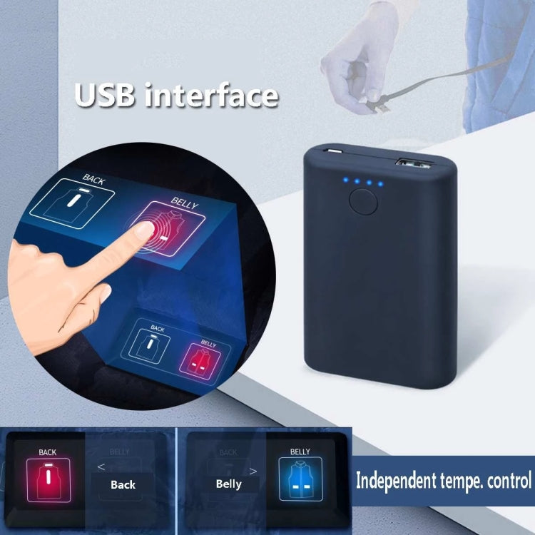 9 Area Double Control Blue USB Electric Heating Undershirt Intelligent Warm Vest(XXL) - Down Jackets by buy2fix | Online Shopping UK | buy2fix