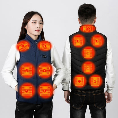 11 Area Double Control Blue USB Electric Heating Undershirt Intelligent Warm Vest(XL) - Down Jackets by buy2fix | Online Shopping UK | buy2fix