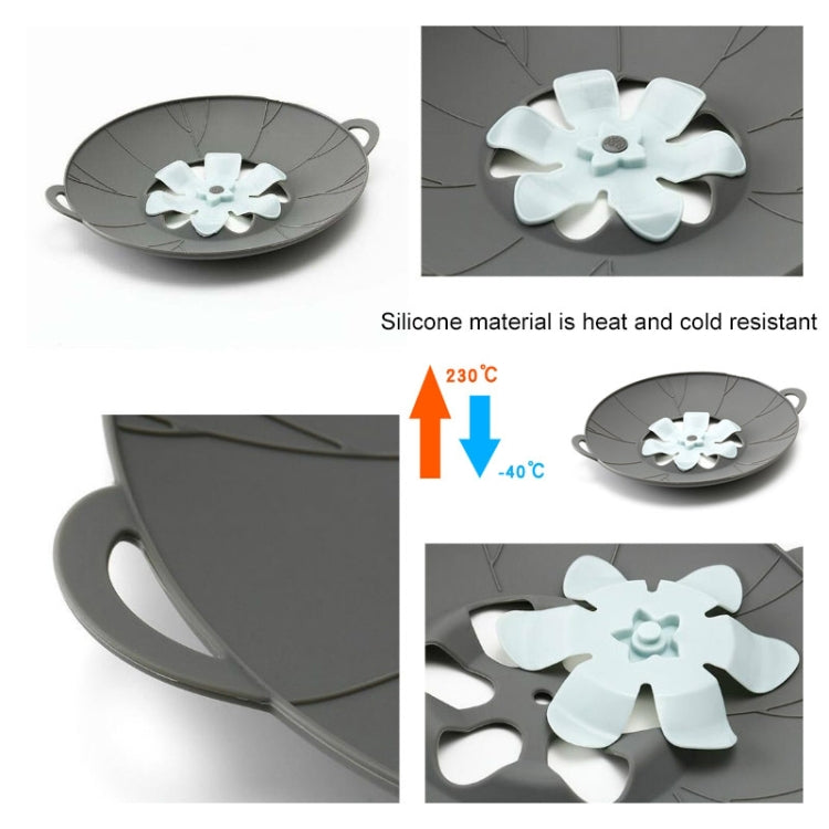 Silicone Flower Spill-proof Pot Lid Rotatable Pot Lid Kitchen Gadget, Size: 29cm Large Gray - Insulation by buy2fix | Online Shopping UK | buy2fix