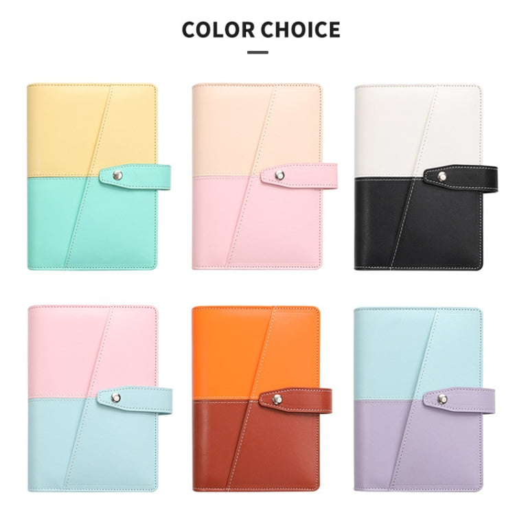 A6 YMX-012 PU Leather Budget Binder Notebook Macaron Color Matching Handbook(Khaki+Pink) - Notebooks by buy2fix | Online Shopping UK | buy2fix