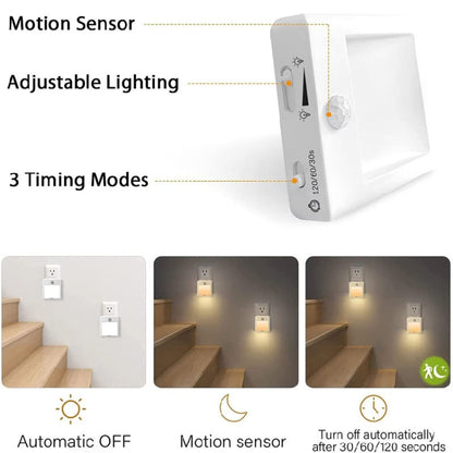 NL2101 Motion Sensor LED Night Light AC Plug Dimming Sleep Lights,Spec: Warm White UK Plug - Sensor LED Lights by buy2fix | Online Shopping UK | buy2fix