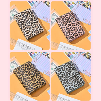 A6 Leopard Print Cash Budget Notebook  Loose Leaf Financial Management Notepad(Pink) - Notebooks by buy2fix | Online Shopping UK | buy2fix