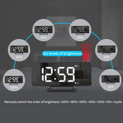 Mirror Projection Clock 2 Groups Alarm Mode with Vibrator(TS-9211) - Alarm Clocks by buy2fix | Online Shopping UK | buy2fix