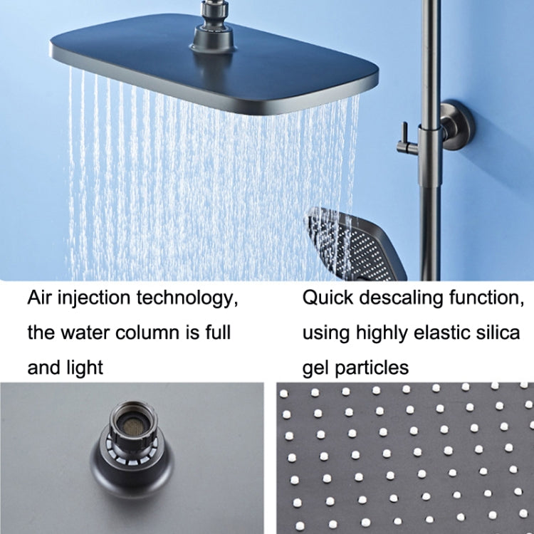 Piano Digital Display Full Copper Faucet Square Nozzle Shower Set, Color: Water Plating Gray 6102 - Shower Head by buy2fix | Online Shopping UK | buy2fix