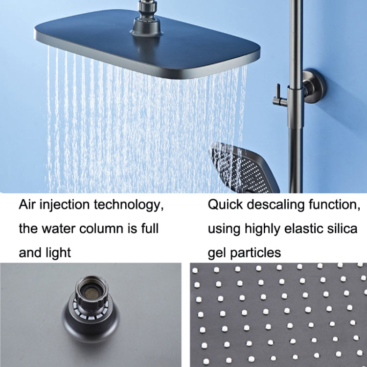 Button Four Gear Shower Set Full Copper Faucet Pressurized Square Nozzle Shower Set(Grey) - Shower Head by buy2fix | Online Shopping UK | buy2fix