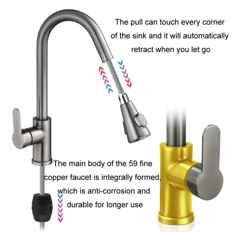 Kitchen Pull-out Universal Telescopic Hot & Cold Water Faucet, Specification: Copper Digital Display Electroplating - Faucets & Accessories by buy2fix | Online Shopping UK | buy2fix