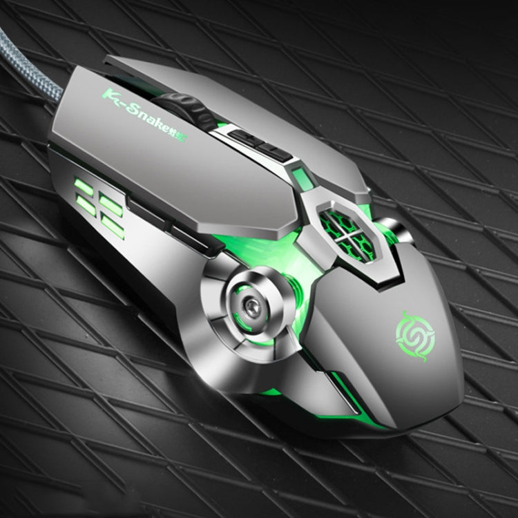 K-Snake Q7 Game Wired 7 Color Illuminated USB 4000 DPI Mechanical Mouse(Silver Gray) - Wired Mice by K-Snake | Online Shopping UK | buy2fix