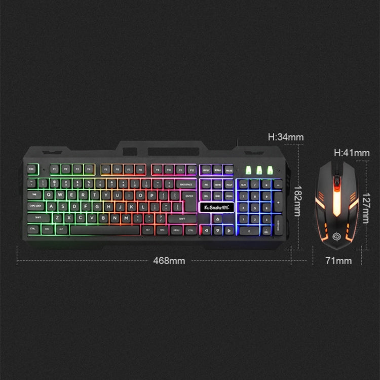 K-Snake Mechanical Feel Keyboard Mouse Kit USB Wired 104 Keycaps Computer Keyboard, Style: Keyboard+Mouse (Black Gray) - Wired Keyboard by K-Snake | Online Shopping UK | buy2fix