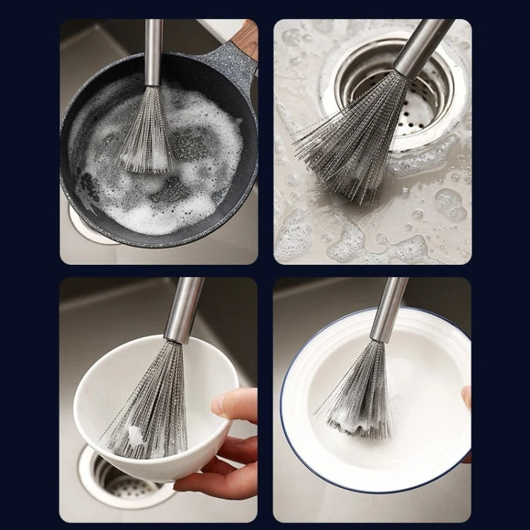 Cookware Scrubber Brush Stainless Steel Cleaning Brush for Pots, Frying Pans, 21cm - Cleaning Tools by buy2fix | Online Shopping UK | buy2fix