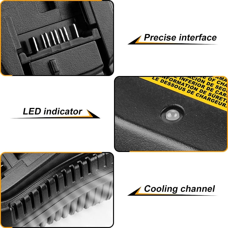 DCB118 For Dewalt 12V-20V Electric Tool Battery Charger, Plug: US (Yellow) - Electric Saws & Accessories by buy2fix | Online Shopping UK | buy2fix